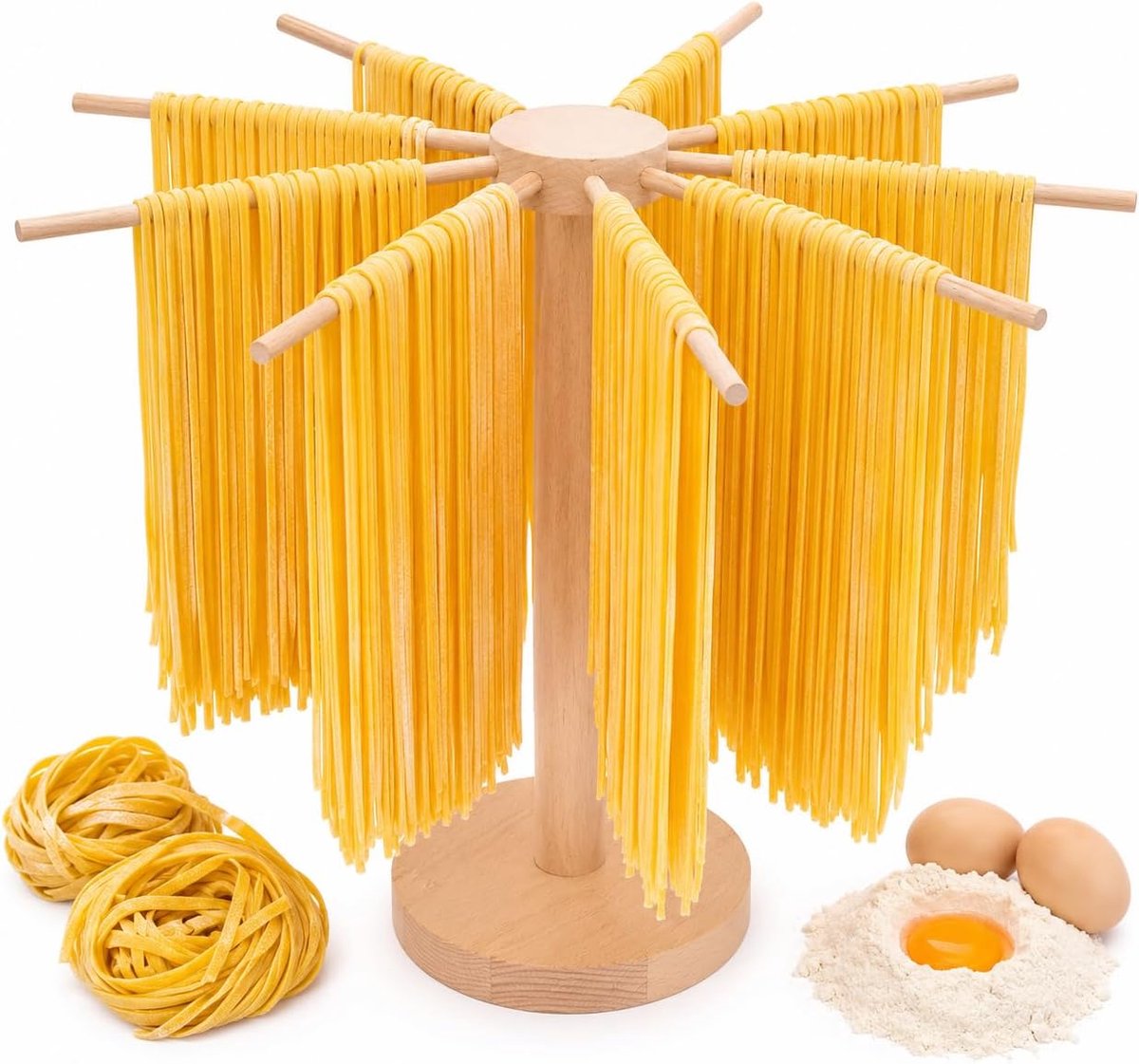 Inklapbare pastadroger, 40 cm, met 9 afneembare armen, pastadroger, standaard tot 4,5 kg, pastastandaard om te drogen - ShopVlot