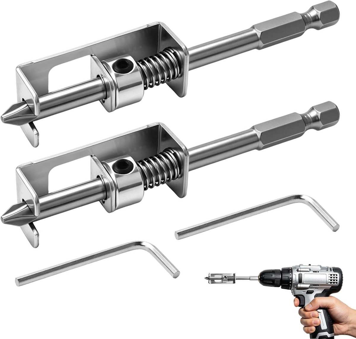 Veerbelaste schroefhouderbits, set van 2 schroefhouders voor accuschroevendraaiers en schroevendraaiers, bediening met - ShopVlot