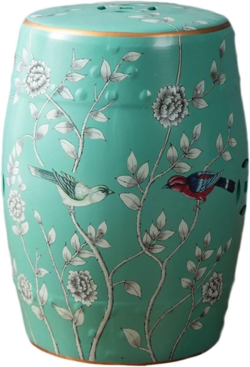 Outdoor Flower and Bird Ceramic Drum Stool, Garden Decoration Stool, Household Stool, Portable Table, Living Room - ShopVlot