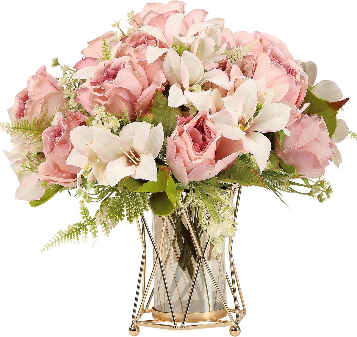 2 Bossen Roze Kunstrozen Bloemen Boeket, Nep Zijden Bloemen Faux Roze Bloem Kunstmatige Voor Bruiloft Feest Middenstuk - ShopVlot