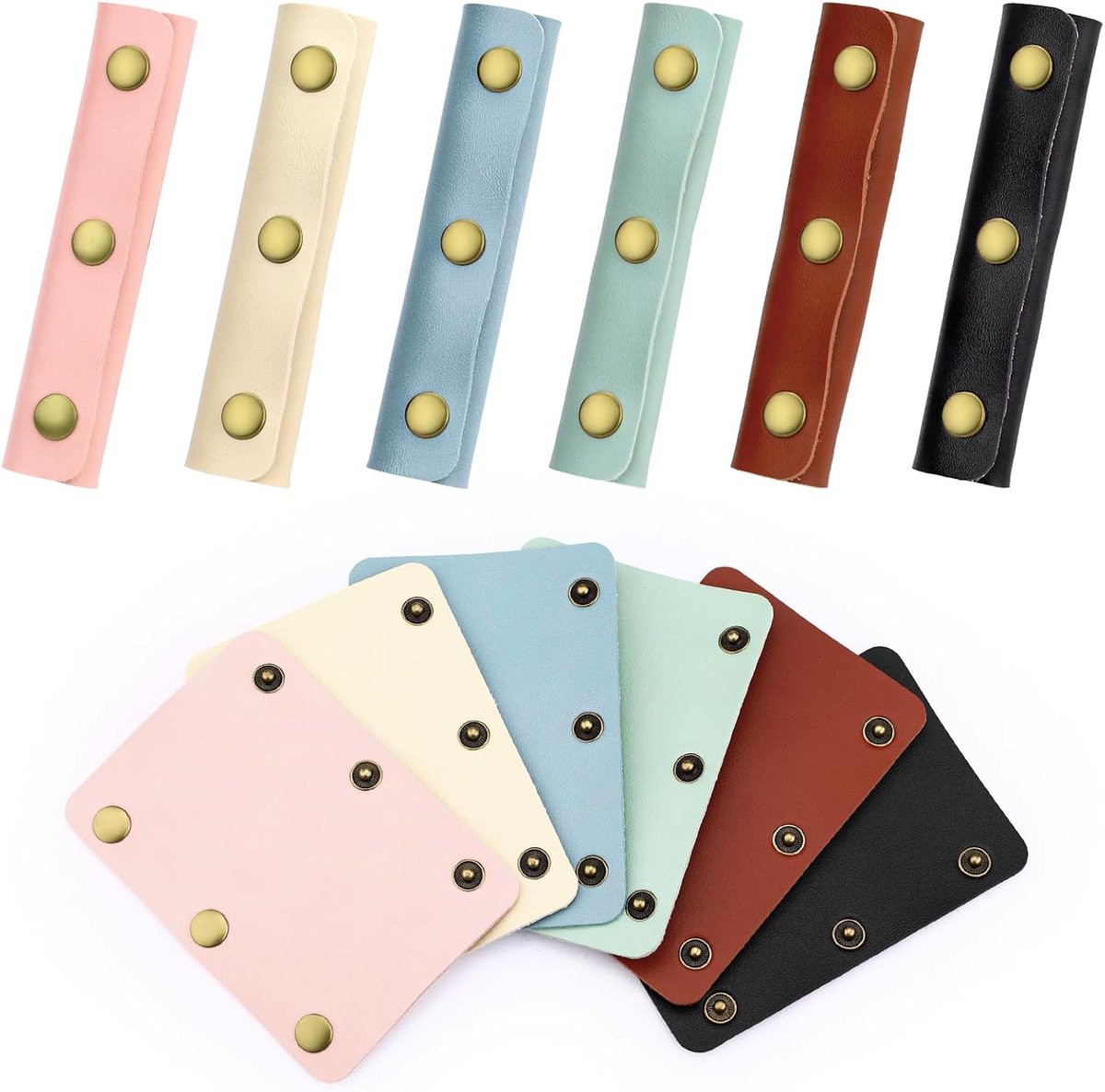 12 Pack Handbag Handle Wrap with 3 Snaps, Leather & Suede Bag Handle Wrap Wallet Grip Cover Protector for Tote Wallet - ShopVlot