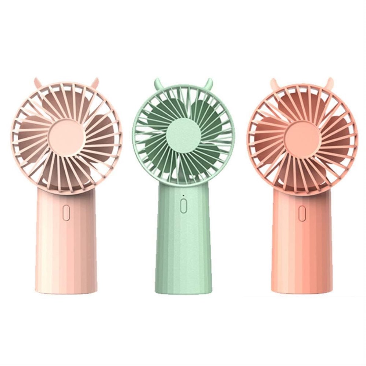 Handheld Small Fan Student Portable Small Mini Mute Holding USB Rechargeable Dormitory Office Cute Pink Three Batteries - ShopVlot