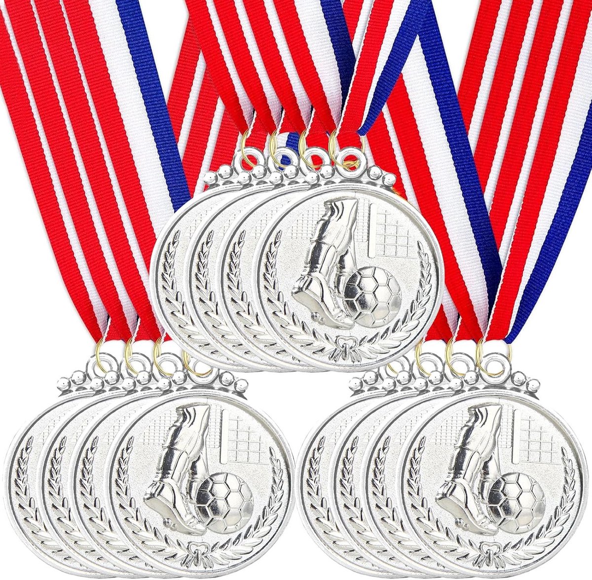 12pcs Metal Medals, Gold and Silver Bronze Football Medals, Prize, Winners, Medals for Kids, Contests, Party - ShopVlot