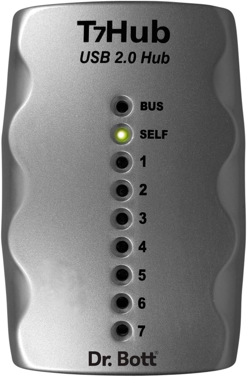 T7Hub 2.0 Silver, 7-Port USB2 Hub, 230 V Euro - ShopVlot