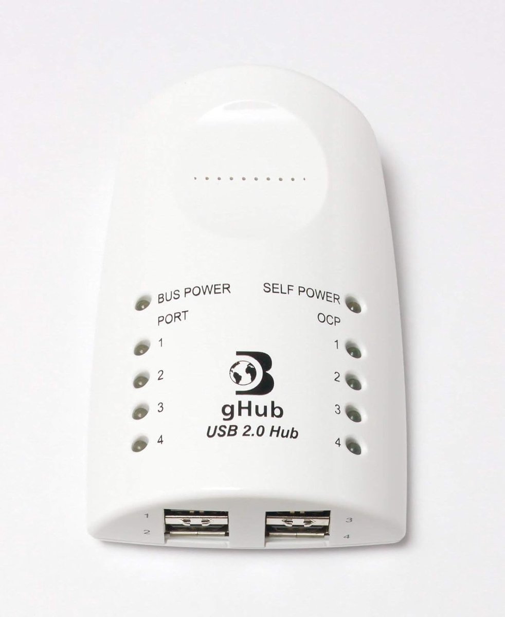 gHub USB Hub 2.0, 4 Ports, White - ShopVlot