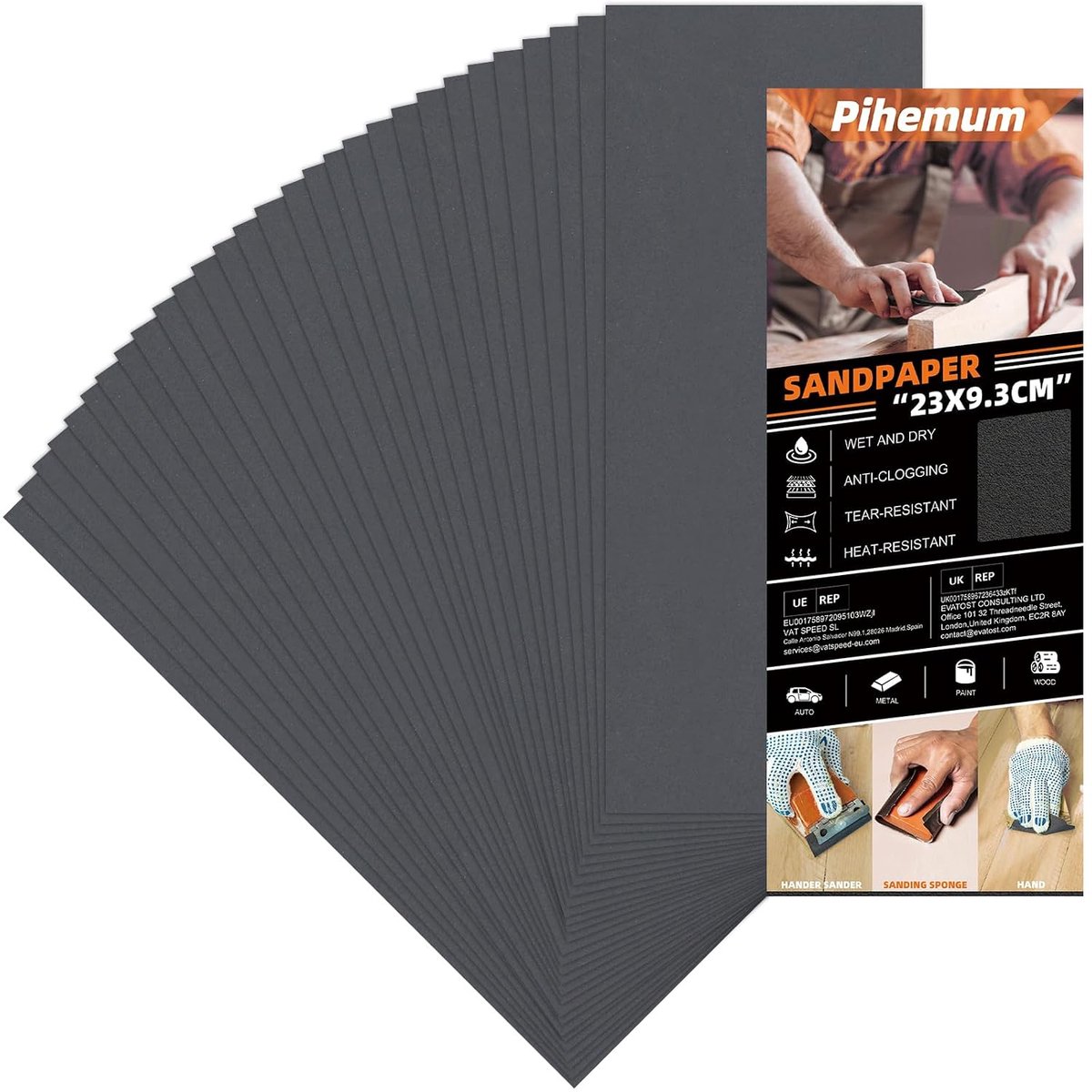 9 x 3,6 Inch Nat Droog Schuurpapier 1200 Grit - ShopVlot