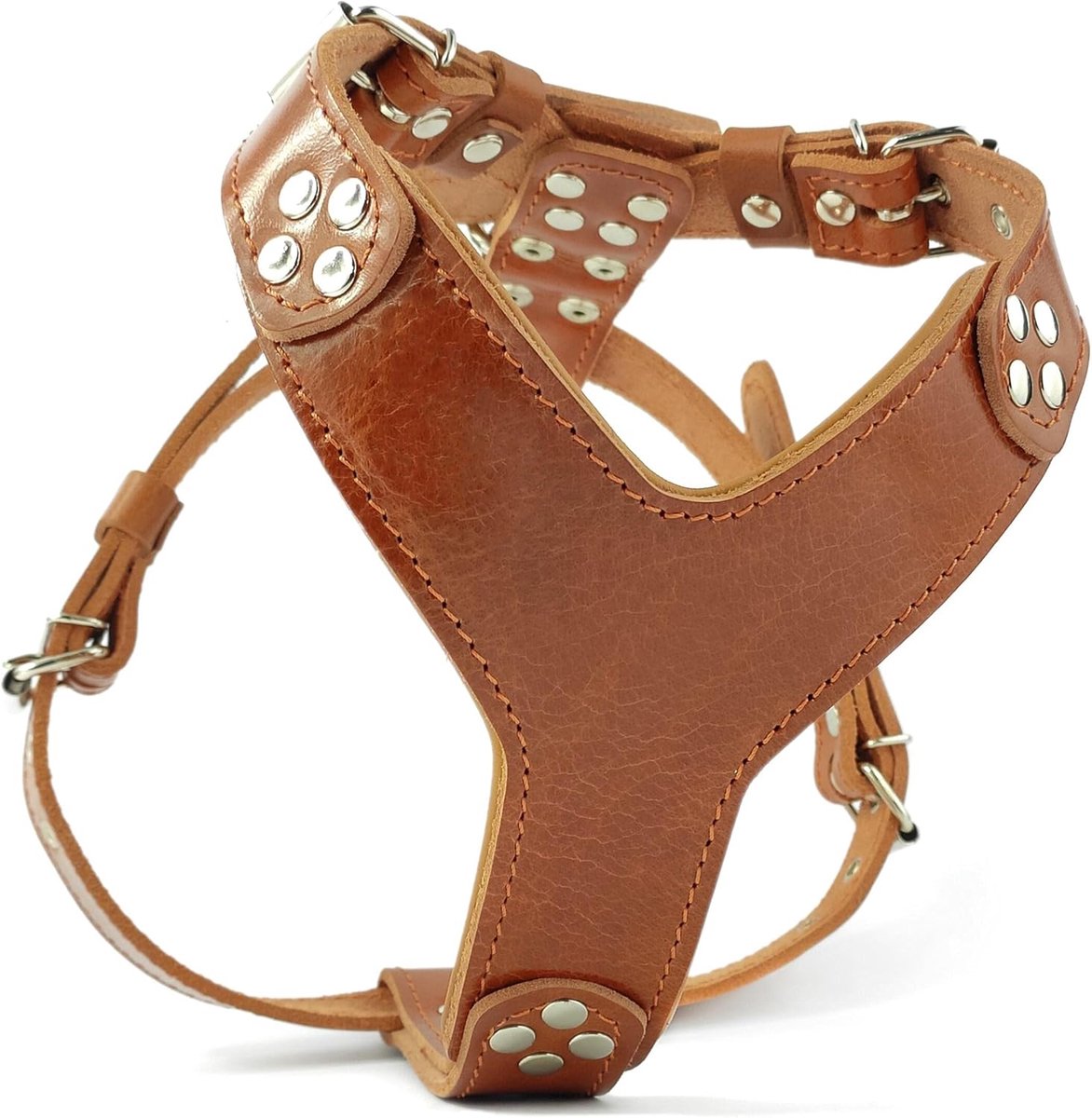 Bestia ''Style'' leather dog harness. black. 100% leather. handmade., M- for chest sizes of 19.7 - 29.5 inch, SOURCE - ShopVlot