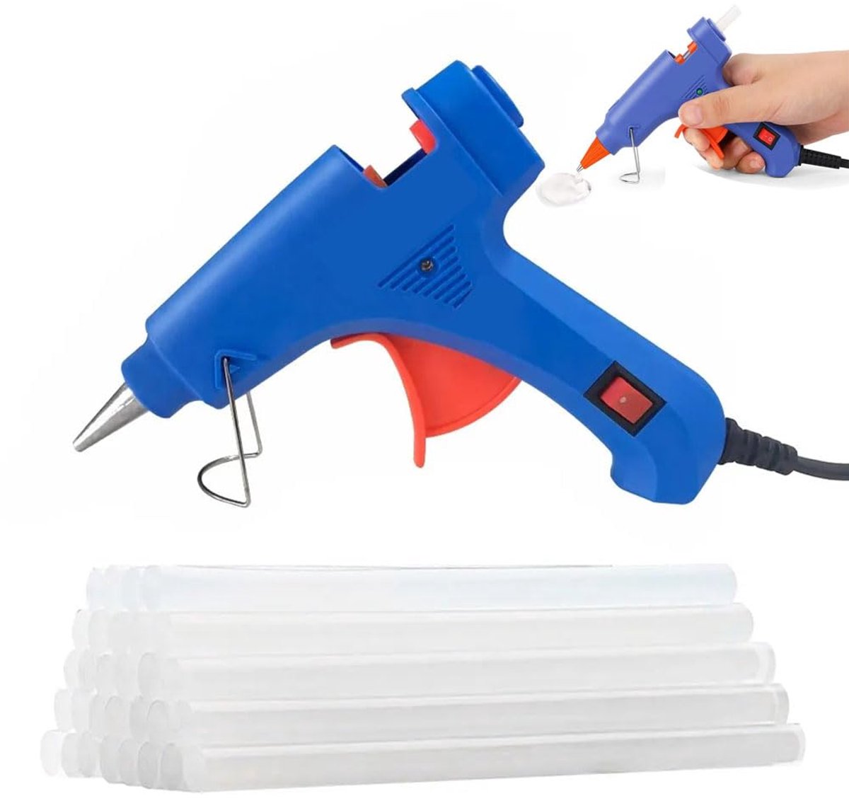 Heet Lijmpistool,Mini Hete Lijm Gun,Mini-lijmpistool voor knutselen,20W met 30 Stick 7 mm lijmpistoolsticks,Gebruikt - ShopVlot