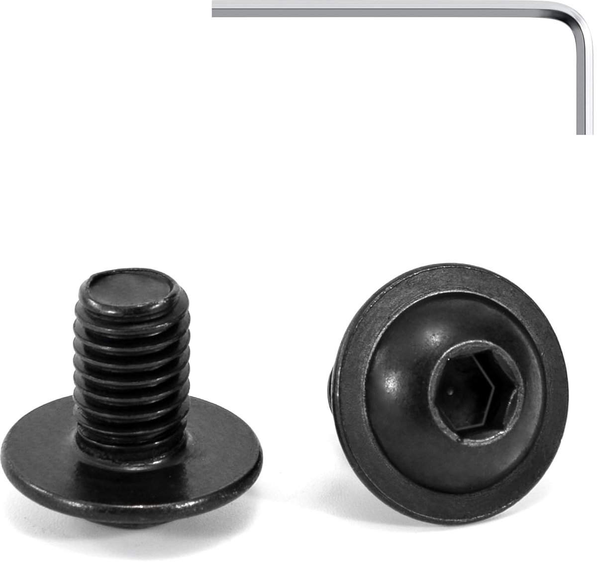 Tunejoy Pack of 20 Lens Head Screws with Flange, M8 x 12 mm, Black, Stainless Steel Hex Screw, A2 V2A, Machine Screws - ShopVlot