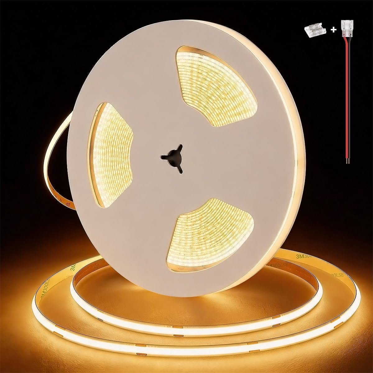 48 V COB-ledstrip, warmwit, 3000 K, 20 m, 480 leds/m, CRI90+, dimbaar, zelfklevend, lichtstrip - ShopVlot