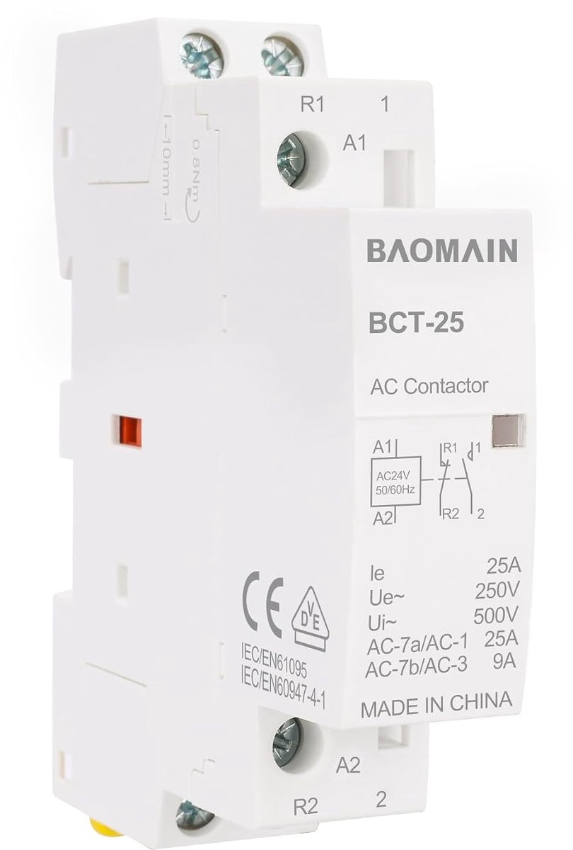 AC stroombeveiliging 2-polig 25 A - 1NO 1NC contact - DIN-rail montage - betrouwbaar in gebruik - ShopVlot