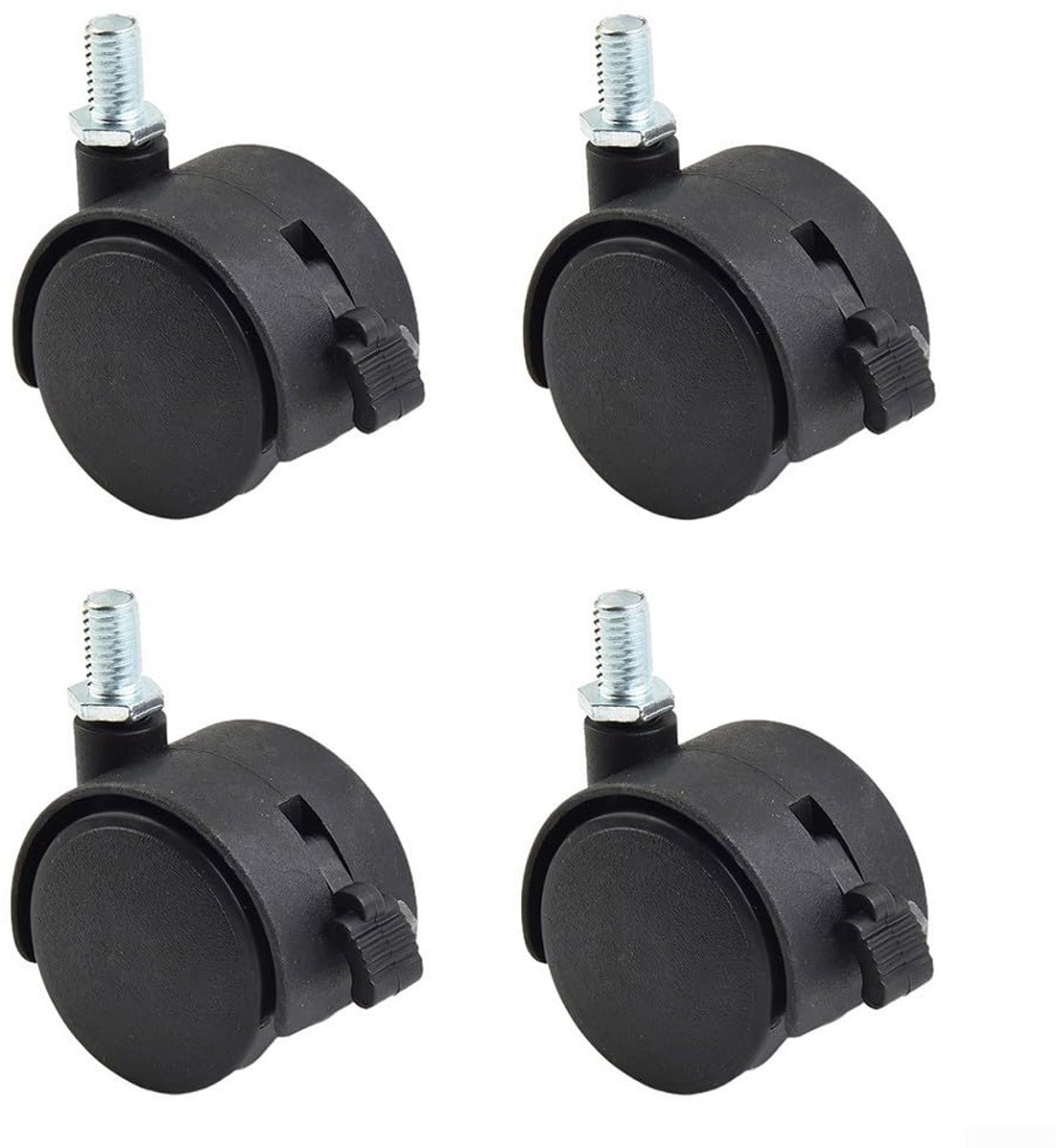 Spoorwielen - wielen - mini rollen - kleine kluis - 1,5 inch | Geschikt voor meubels, planken, kasten, planken en kleine apparaten, zwart met remmen - 4 stuks verpakking