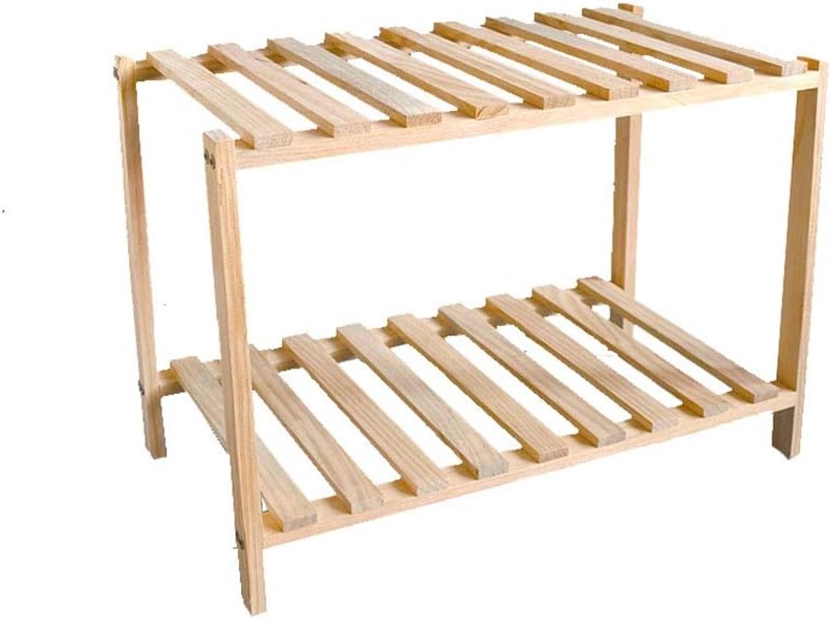 Schoenenrek 2-laags - Houten schoenenopberger - Ruimtebesparend - Voor entree of slaapkamer - ShopVlot