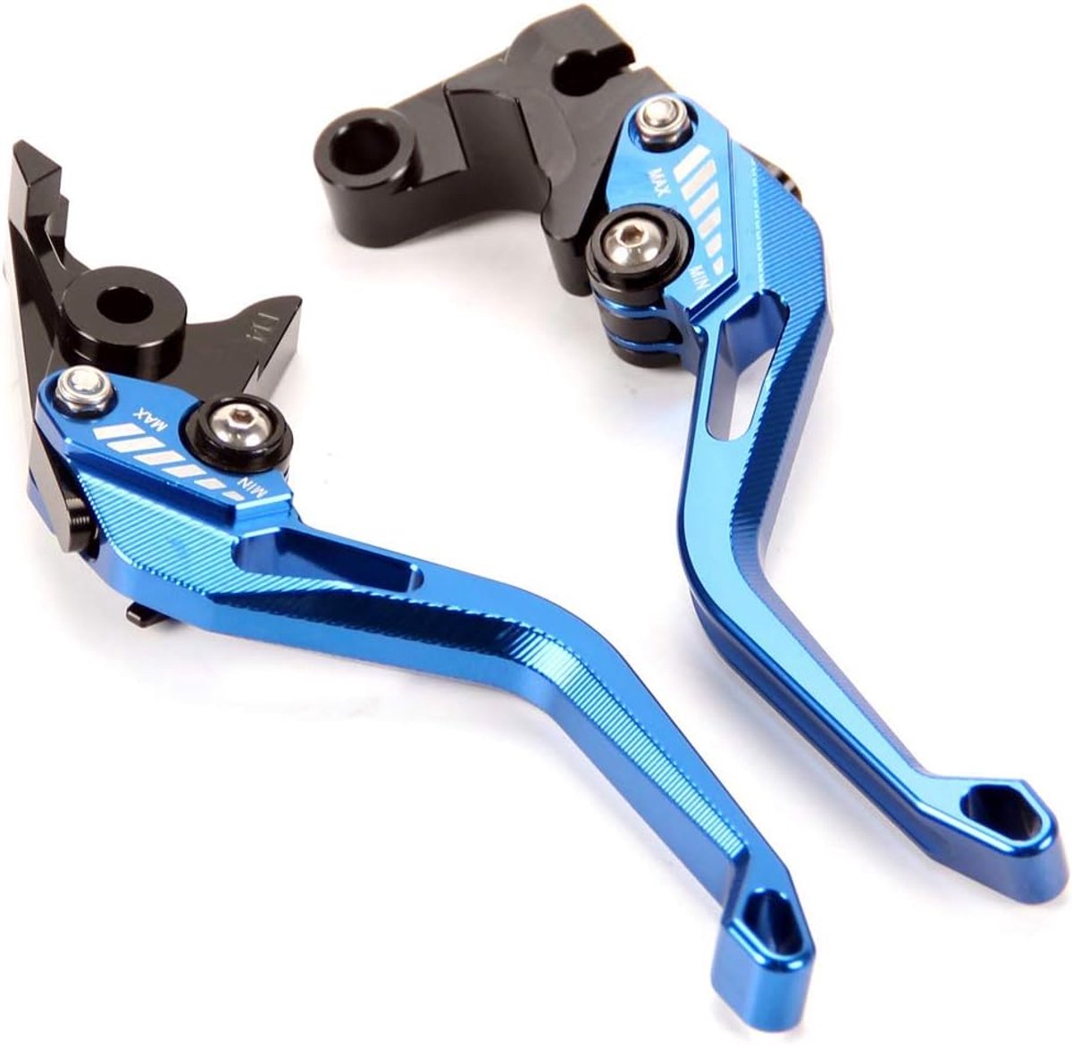 Korte rem- en koppelingshendels verstelbaar - aluminium - blauw - verbeterde grip - ShopVlot