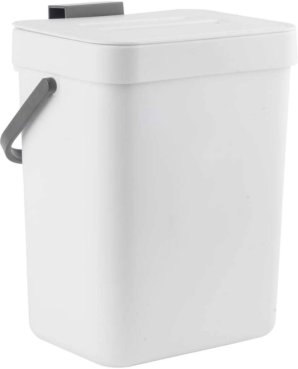 Casalora Afvalbakje - Aanrecht Afvalbakje - 3 liter - Vuilnisbak Keuken - Compostbak - voor Keuken, Bureau, Camper (Wit)