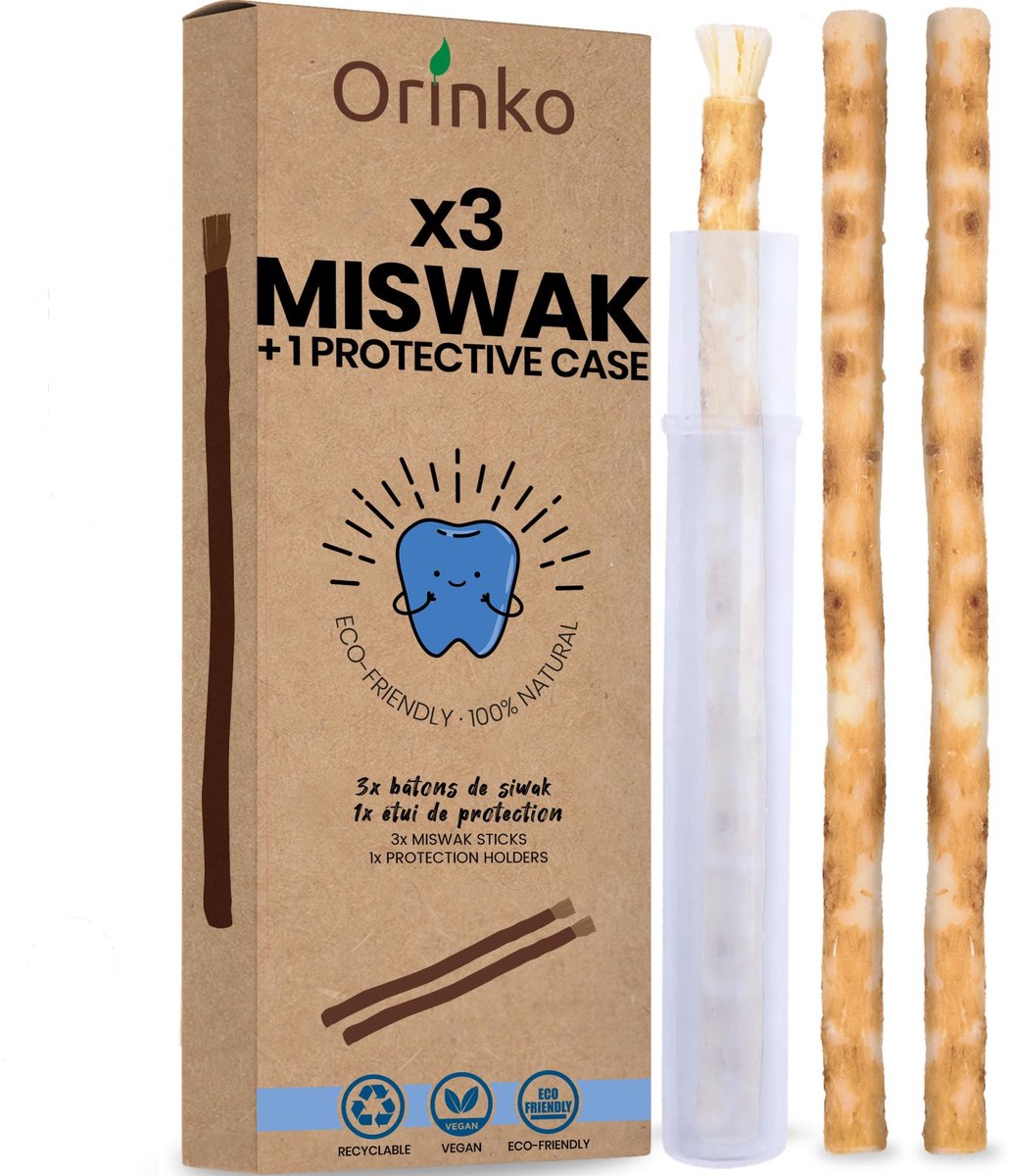Miswak Sticks x3 met Etui - Natuurlijke Tandverzorging - Biologisch en Duurzaam - Voor Gezonde Tanden - ShopVlot