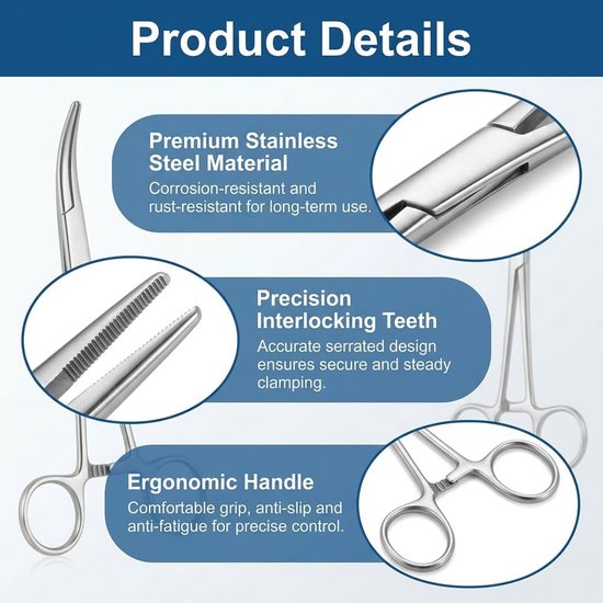 Set van 2 piercingtangen, zelfvergrendelende klemtang, vistang met krachtige tandbek, multifunctionele tang voor - ShopVlot — afbeelding 2