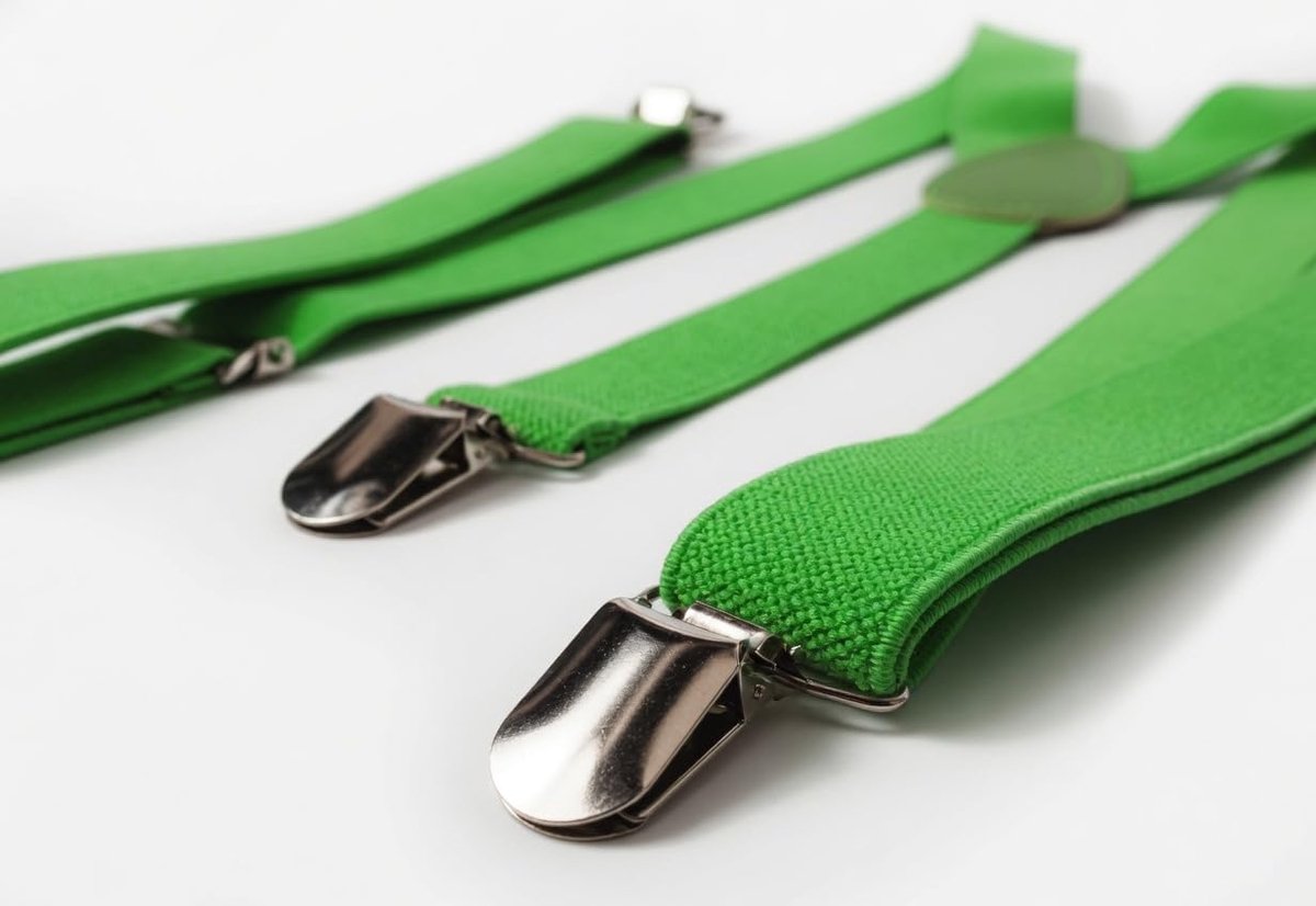Elastische, verstelbare slabbetjes, 3 clips, 2,5 cm, groen - ShopVlot