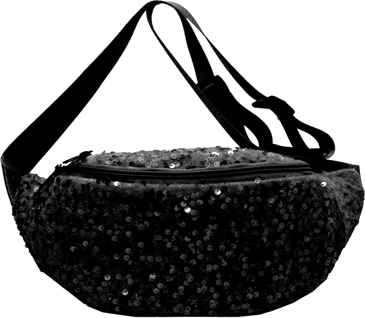 Women's Waist Bag with Sequins Crossbody Bag Shiny Stylish Waterproof Adjustable Strap Shoulder Bag for Camping - ShopVlot