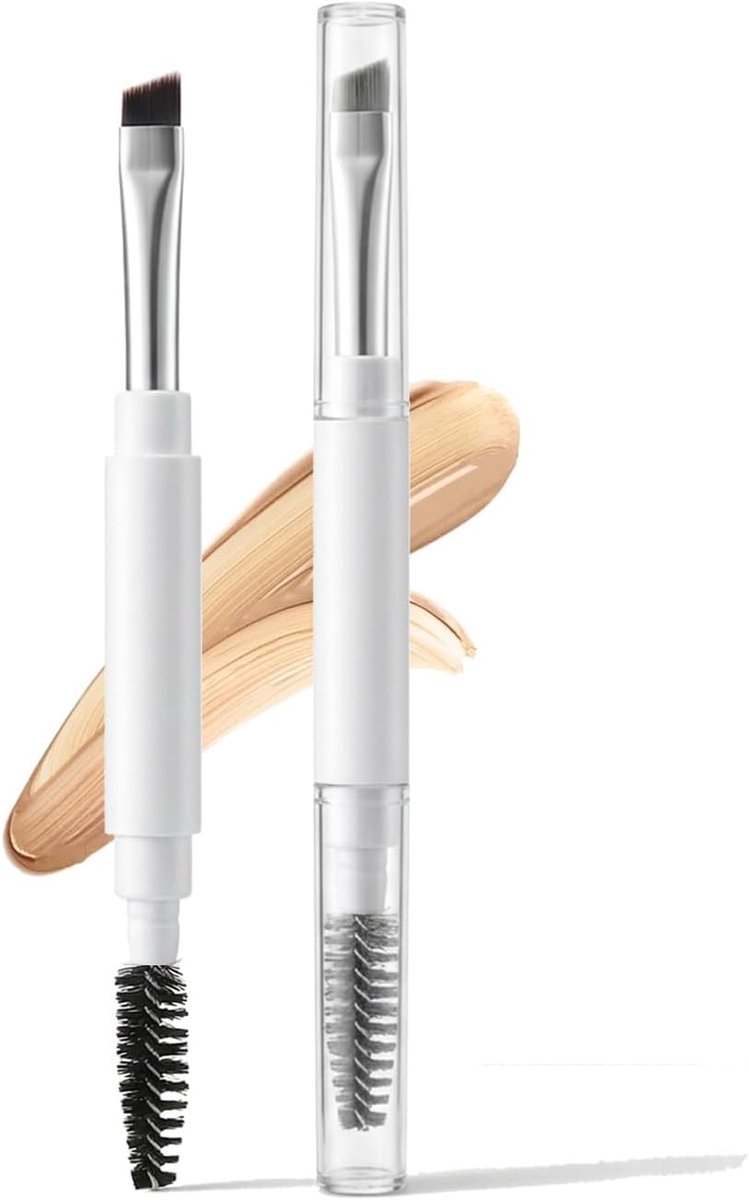 2 Pcs Eyebrow Brush with Cap, Professional Double-Sided Angled Eyebrow Brush Applicator for Shaping and Filling - ShopVlot