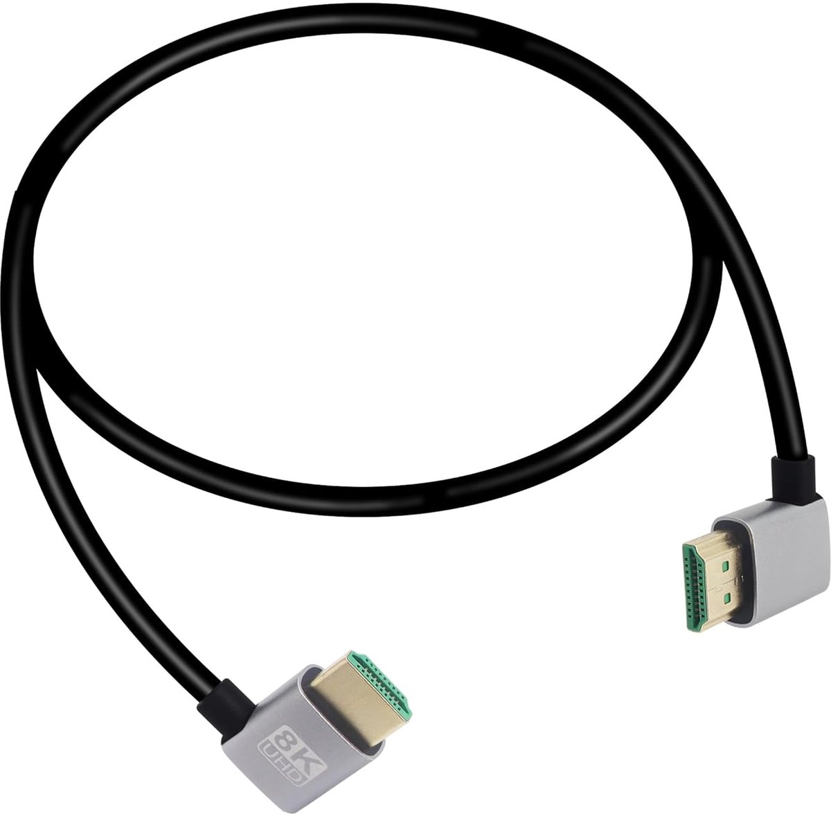 90 Degree Left Angle HDMI Plug to 90 Degree Left Angle HDMI Plug, 18Gbps High Speed 2.1 Extension Cable Supports - ShopVlot