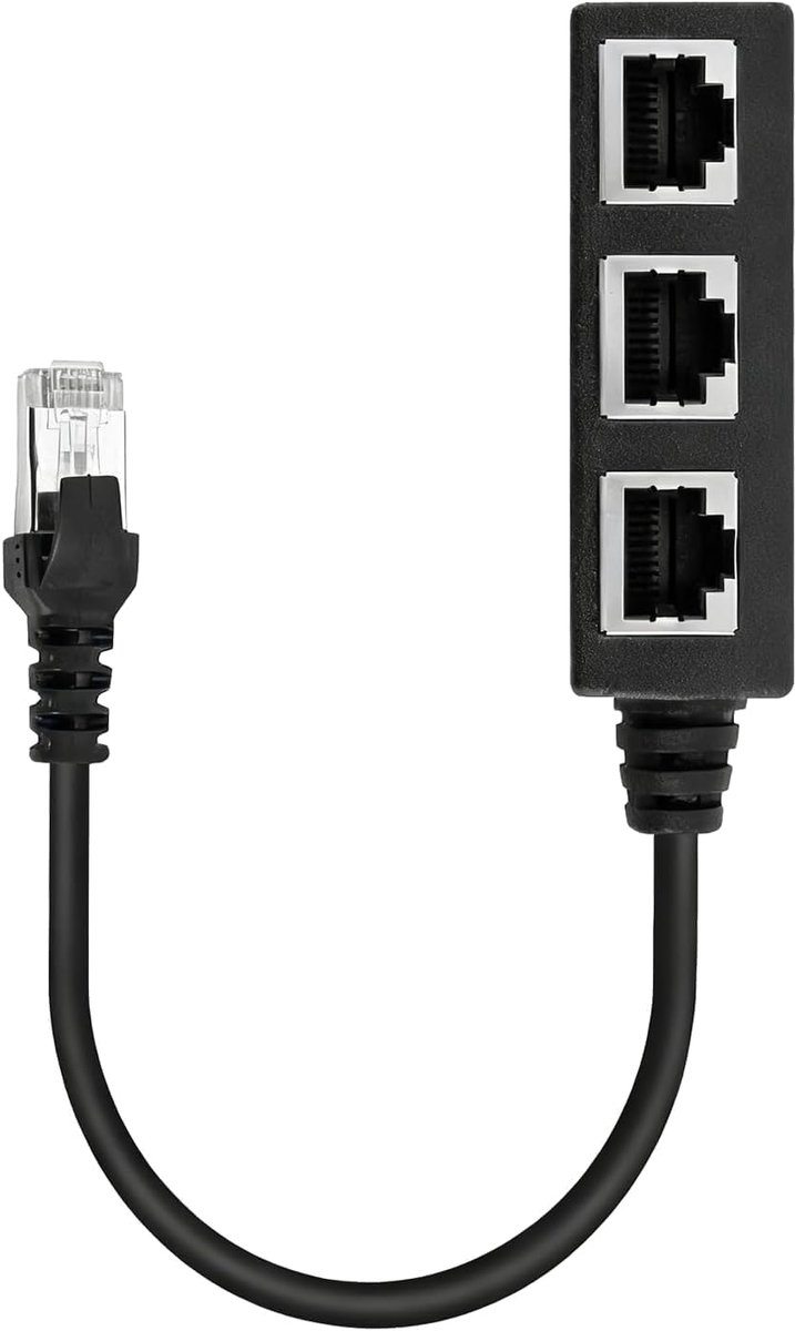 rj45 splitter 1 naar 3, ethernet splitter 1 naar 3, rj45 verdeler 1 naar 3, LAN splitter kabel 3 poorts adapter, cat5 - ShopVlot