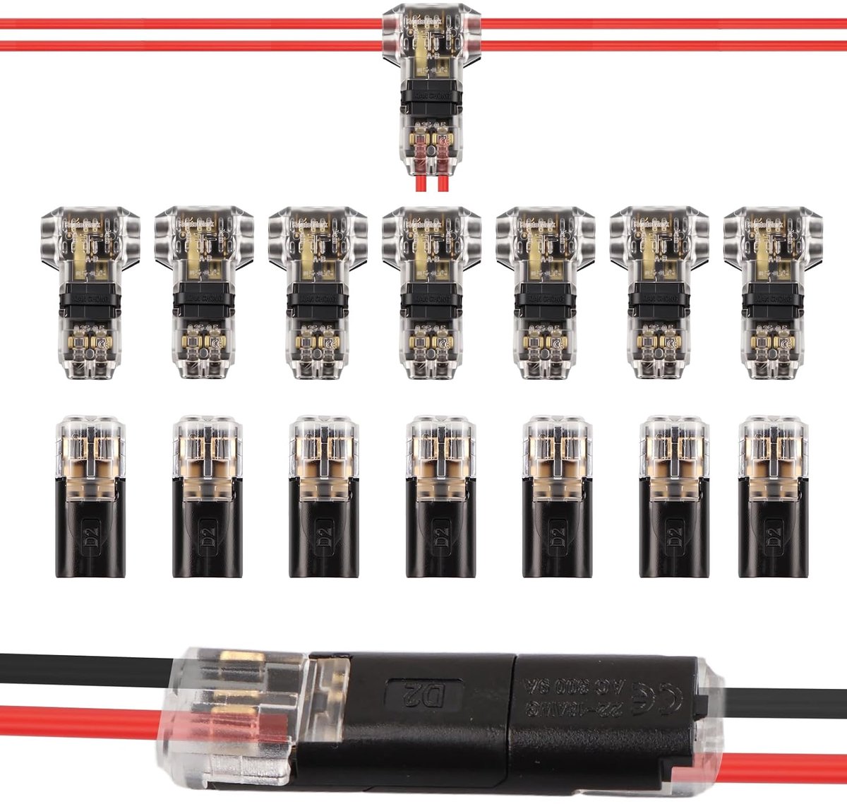 Car Cable Connector, Waterproof Connector, 2-Pin, T-Connector, Plug, Fast Cable Plugs, 12V, for 18-22 AWG Cable Crimp - ShopVlot