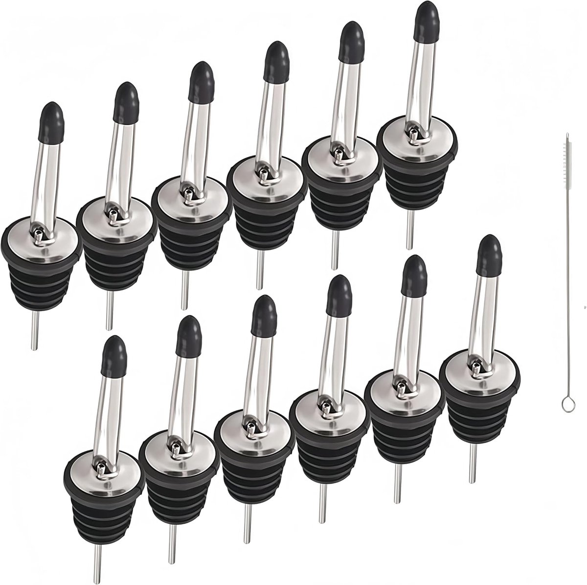 12 pieces stainless steel pouring spouts, taper spout for liqueur, wine, oil, cocktail, juice, etc. - ShopVlot