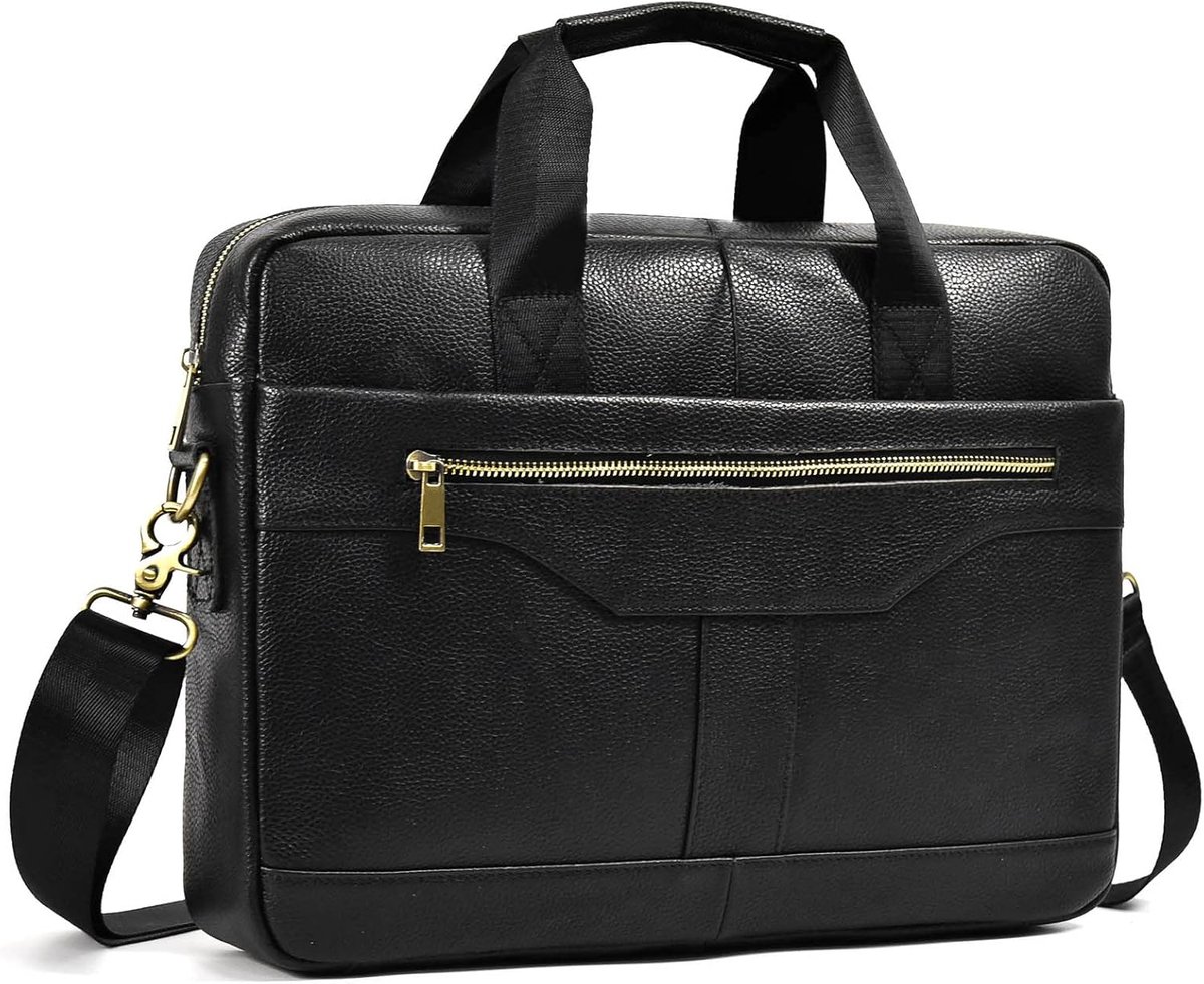 15.6 Inch Laptop Bag Men Leather Briefcase Shoulder Bag Handbag for Men Business Bag Notebook Bag Men Office Bag - ShopVlot