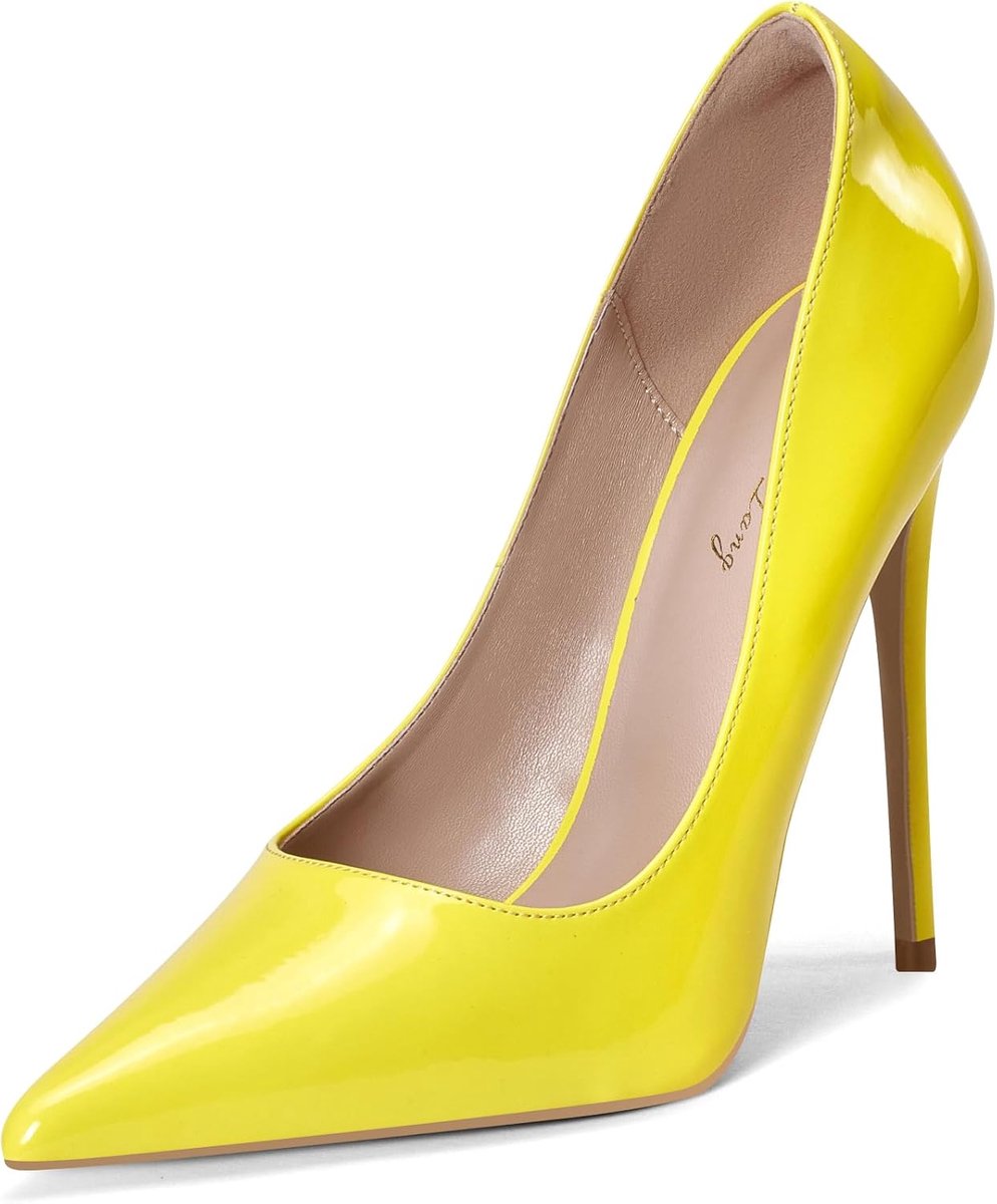 Zhabtuc Women Stiletto High Heel Sexy Pointed Toe Slip On Court Shoes Party Prom Wedding Heels 12CM - ShopVlot