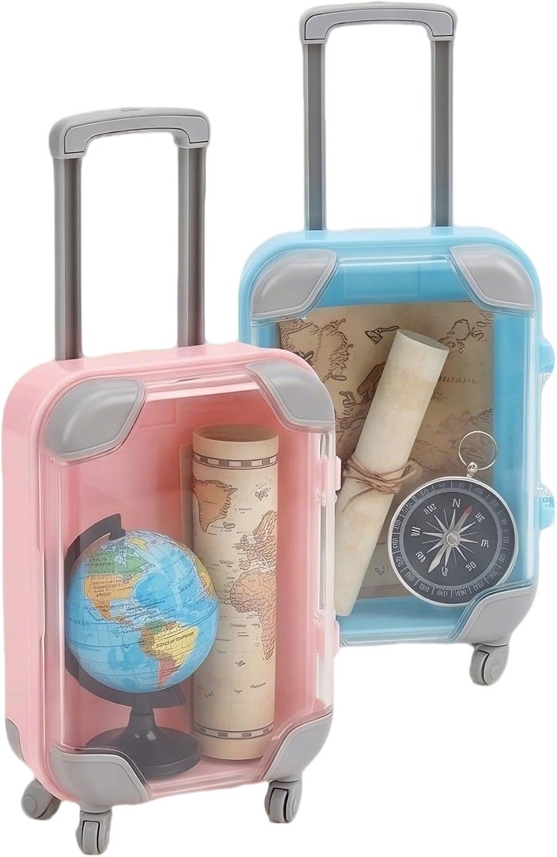 2 stuks mini-cadeaukoffers, schattige koffer voor geschenkverpakking, spaarpot op reis voor geld en vouchers, creatief - ShopVlot