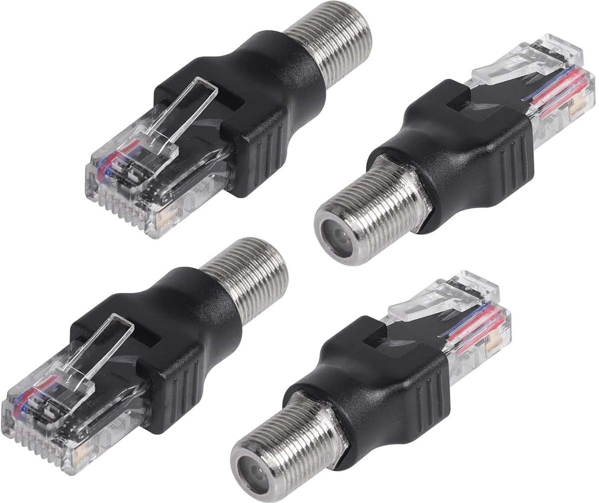 CERRXIAN 4pcs RF to RJ45 Coaxial Converter RF Bus to RJ45 Plug Coaxial Barrel Adapter for Line Tester - ShopVlot