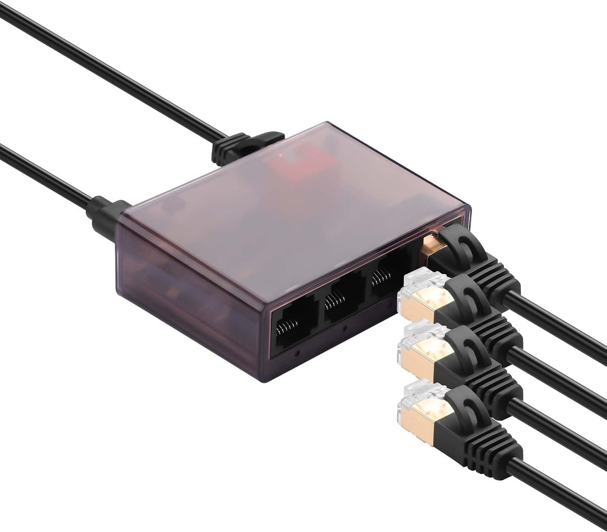 CERRXIAN 1 to 4 Gigabit Ethernet Splitter, 1000Mbps High-Speed RJ45 Internet Splitter, with USB power cable, support - ShopVlot