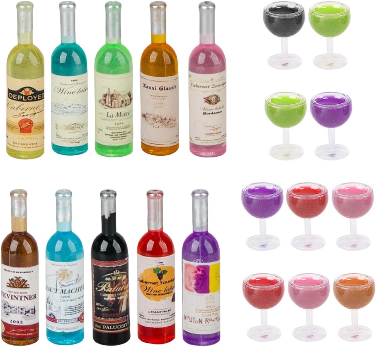 10 Pieces Of Red Wine Toys, 10 Pieces Of Wine Glass Toys, Cocktail Party Accessories, Mobile Phone Case Decoration - ShopVlot