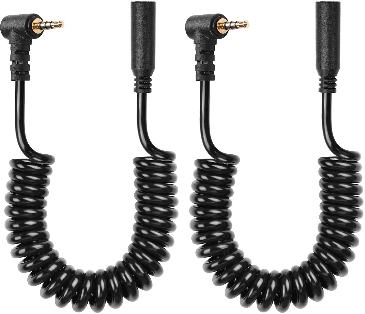 CERRXIAN Audio Cable, 2.5mm, 2.5mm, TRS, 4-Pin, Male to Male, Stereo, AUX Audio, Coiled Cable for Camcorder, Camera - ShopVlot