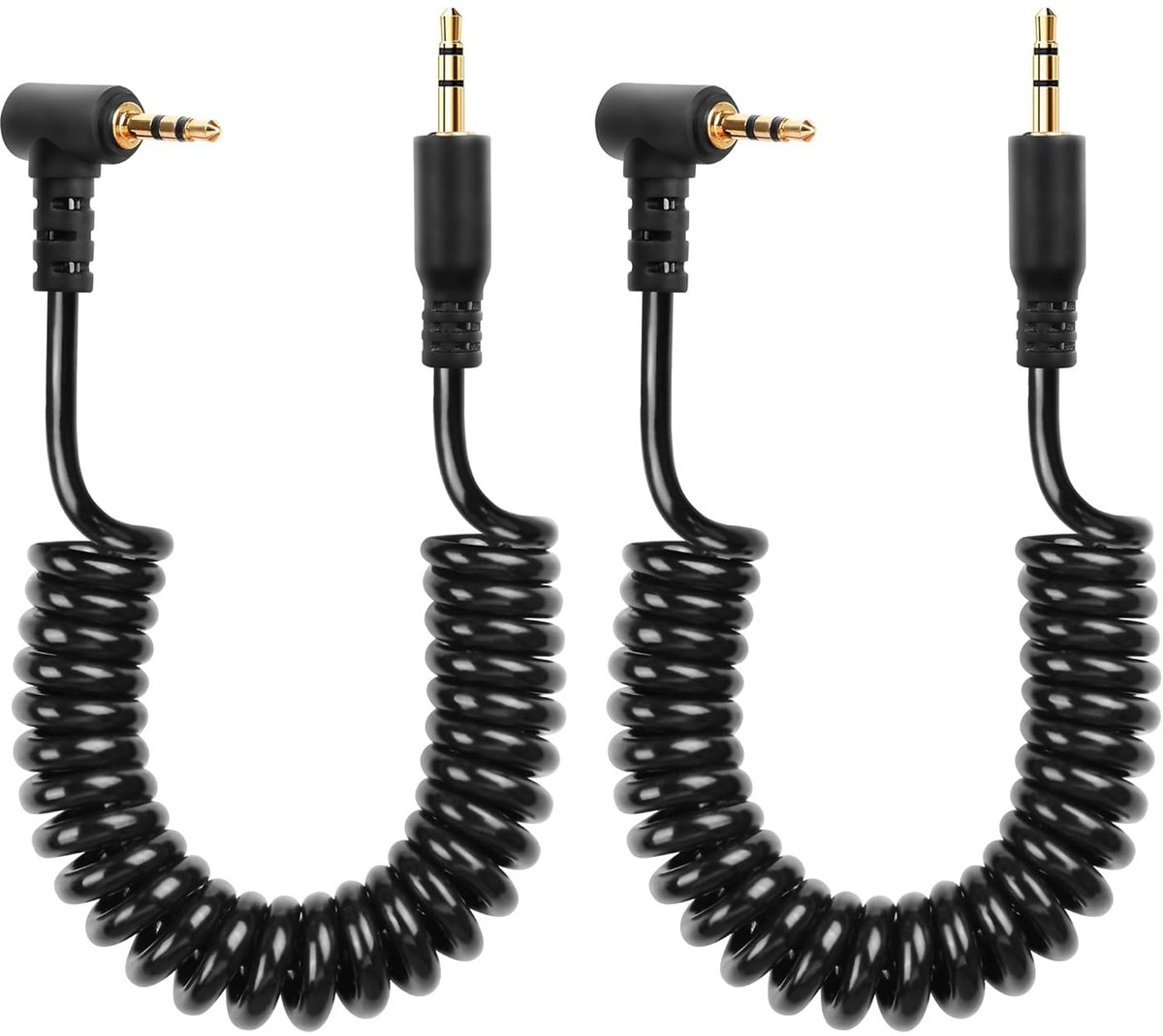 CERRXIAN 2pcs 2.5mm Audio Cable, 2.5mm TRS, 3-Pin Plug to Plug, Stereo Aux Spiral Cable for Camcorder, Camera, Camera - ShopVlot