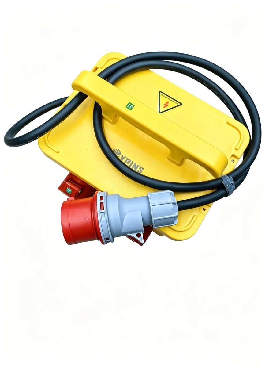 EYPINS Bouwstroomverdeler met LS+FI, wandverdeler, 5 x 230 V Schuko-, 2 x CEE-stopcontacten 16 A/32 A, 1 x 32 A - ShopVlot