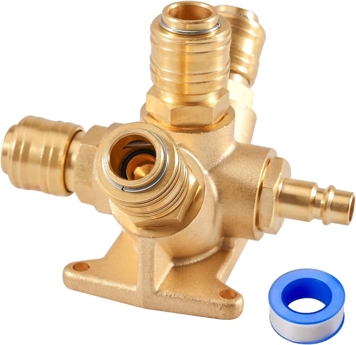 G 1/2 Inch Brass 5-Way Wall Box, Compressed Air Distributor with 4 x Quick Coupler and 1 x Plug NW 7.2 G, 1/2 Inch - ShopVlot