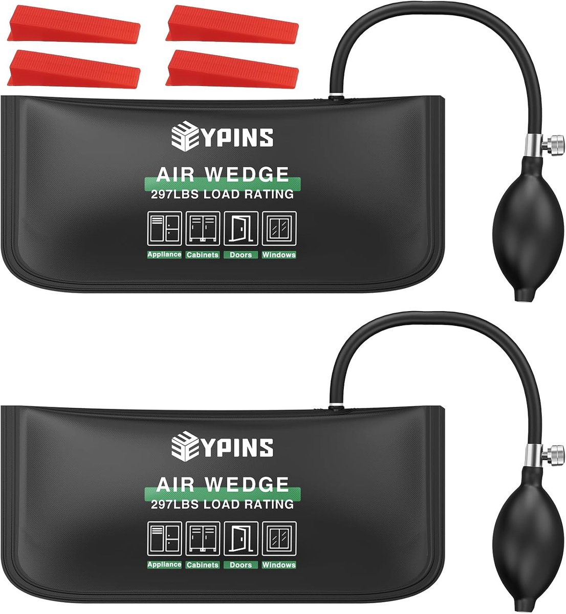 EYPINS 2PCS Air Wedge Pump Up Bags for Door Window Installation and Car Repair with 4 Plastic Wedges (L Size) - ShopVlot