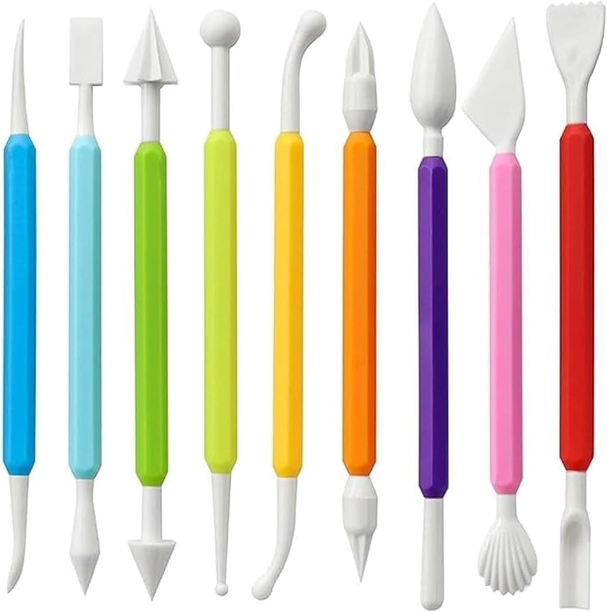 9-delige modelleergereedschapsset, fondant sculptuur modelleergereedschap, dubbelkoppige polymeerklei tools - ShopVlot