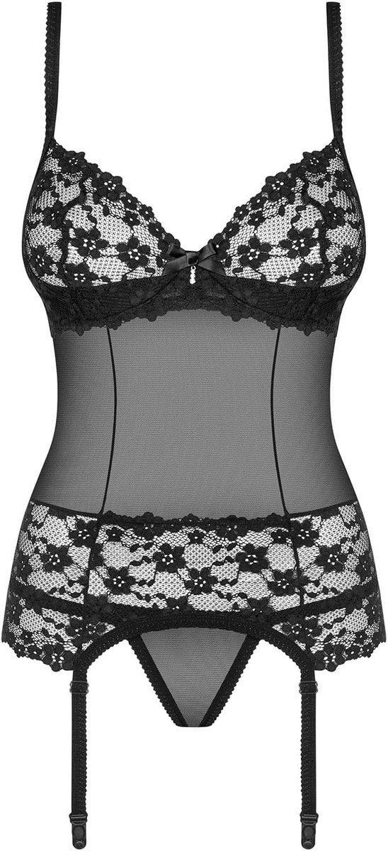 Obsessive sexy corsage with floral lace - ShopVlot