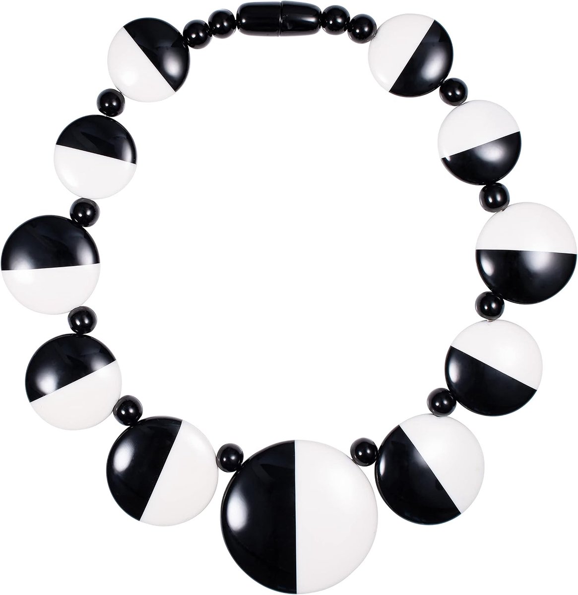 ZAVANA Grote zwart-witte klederdrachtketting voor dames, handgemaakte slabbetje voor vrouwen, retro chique - ShopVlot