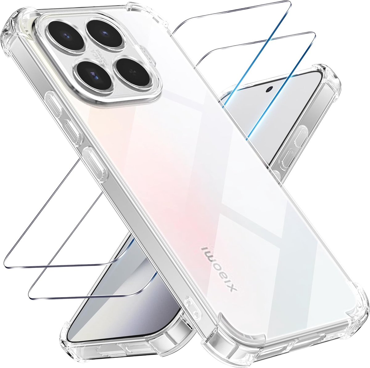 Tentoki Hoesje voor Xiaomi 17T met 2 stuks pantserglas - Militaire bescherming telefoonhoes case, anti-vergeling - ShopVlot