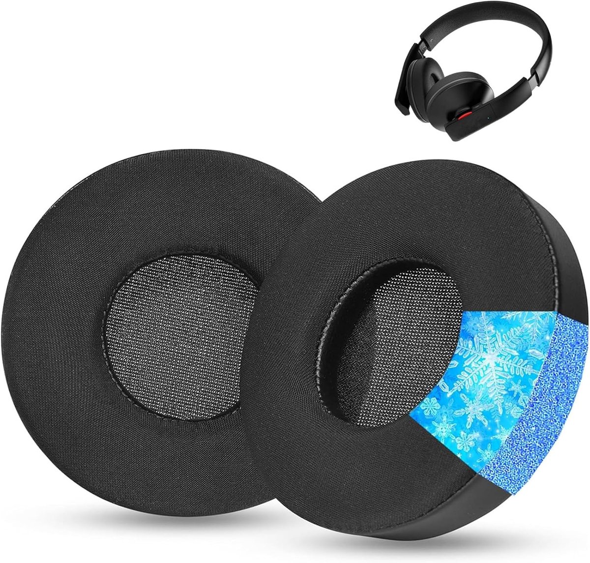 Cooling Gel Ear Pads Replacement Ear Pads Pillows Compatible with Teufel Airy Headphones Ice Silk Fabric Memory Foam - ShopVlot