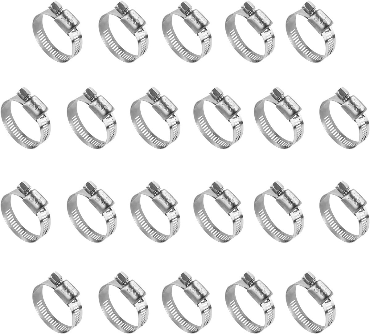 Hose Clamps, Pack of 22, Stainless Steel Polished 9/12 mm, Band Width, Adjustable Hose Clamps (6-12/10-16/27-51mm) - ShopVlot