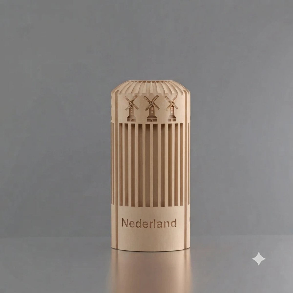 3d-gezellig Napels met molen + tekst Nederland - Vaas - Waterdicht - Beige - Maat 25 cm - Kunststof - Modern - Bloemenvaas - 100% gerecycled PLA (bioplastic)