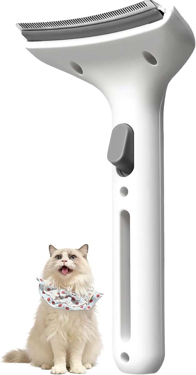 Cat Bow Grooming Brush, Dog Hair Removal Comb with Realease Knob, Pet Flea Comb for Grooming and Massage (White) - ShopVlot