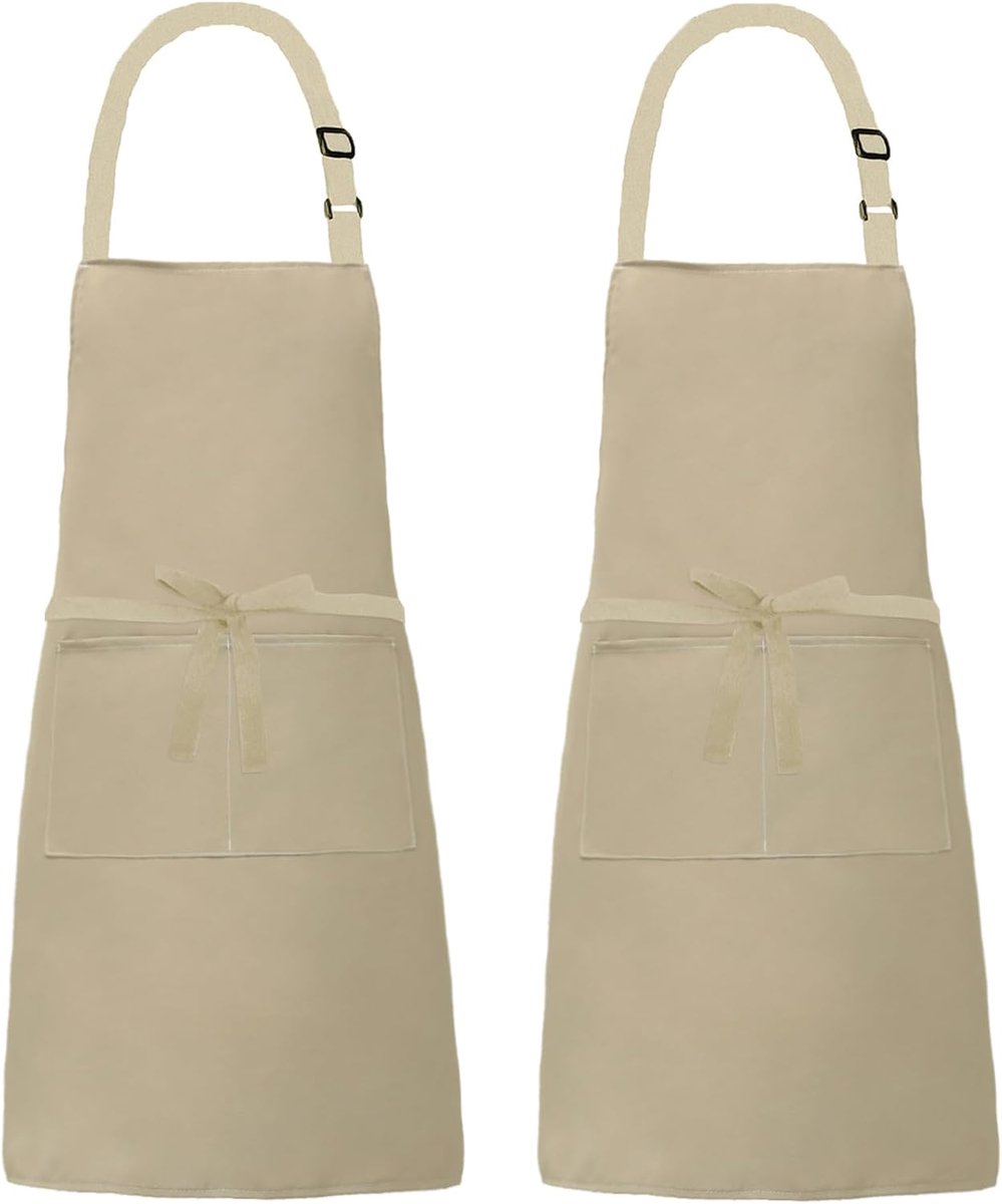 2 Pcs Adjustable Aprons with 2 Pockets Cooking Apron Cooking Baking Garden for Women Men - ShopVlot