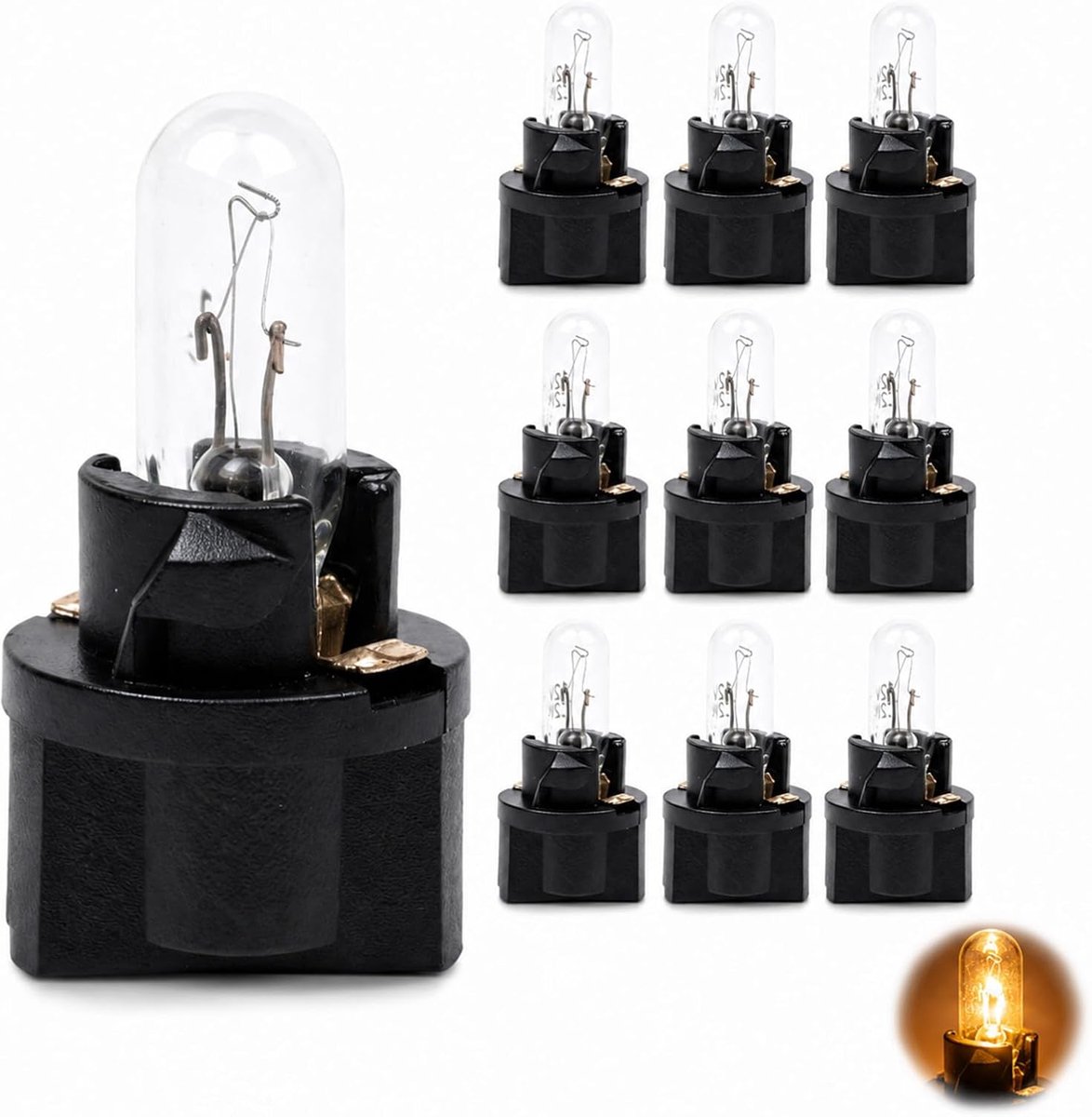 10 stuks T5 ledlampen DC 12 V 1,2 W, lichtgele snelheidsmeter verlichting - ShopVlot
