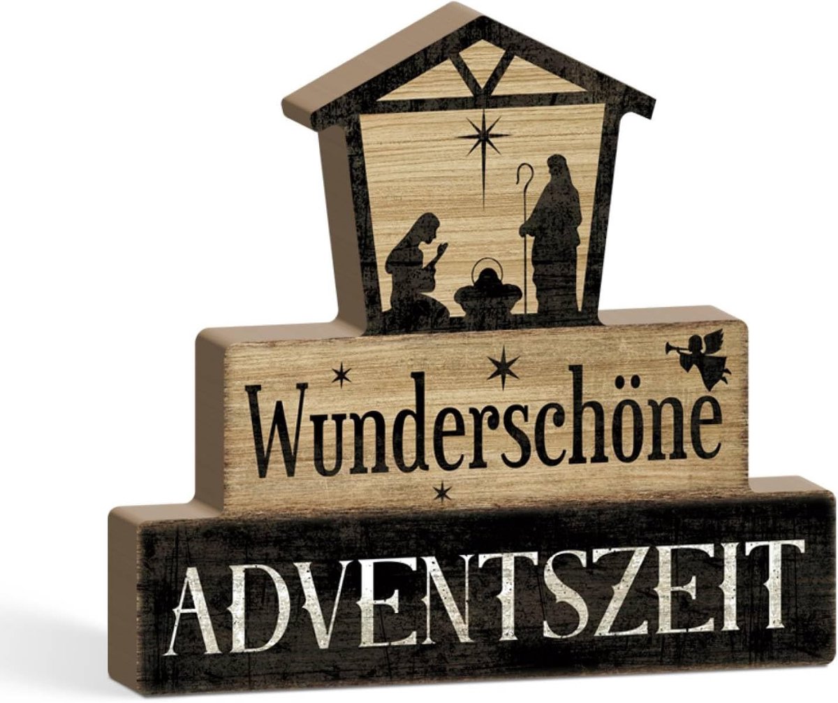 Putuo Decor Christmas Scene Christmas with Holy Family, Indoor Christmas Decoration with Inscription "Wonderful Advent - ShopVlot